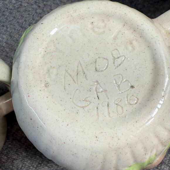 Vintage ARNEL'S Mushroom Mug Set Of 2 Coffee Tea MCM Ceramic Beige Signed 1986 - Picture 6 of 8